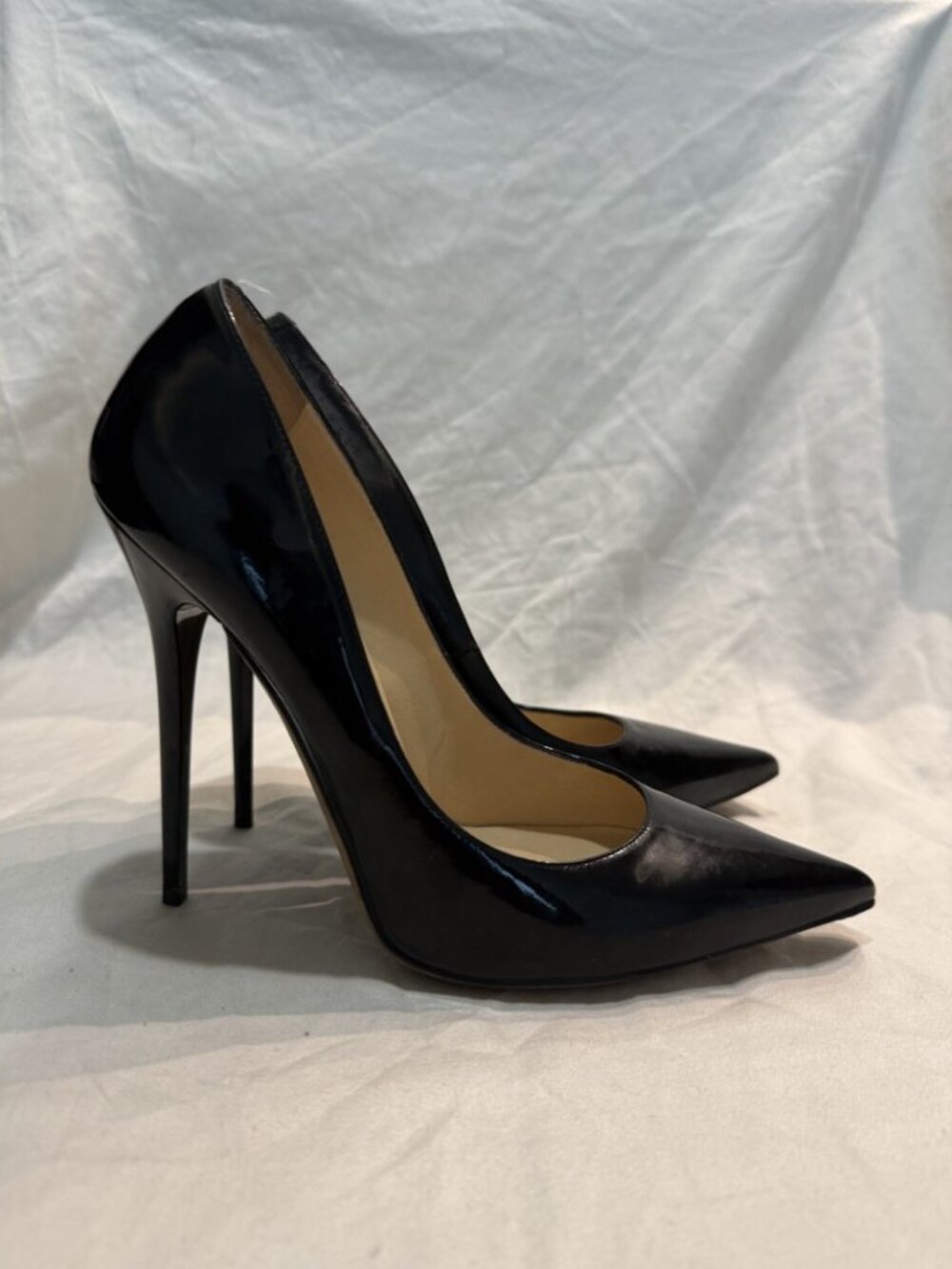 Jimmy Choo Anouk 120 Black Patent Pointed Toe Stiletto Pump EU 40 Italy - Picture 2 of 9